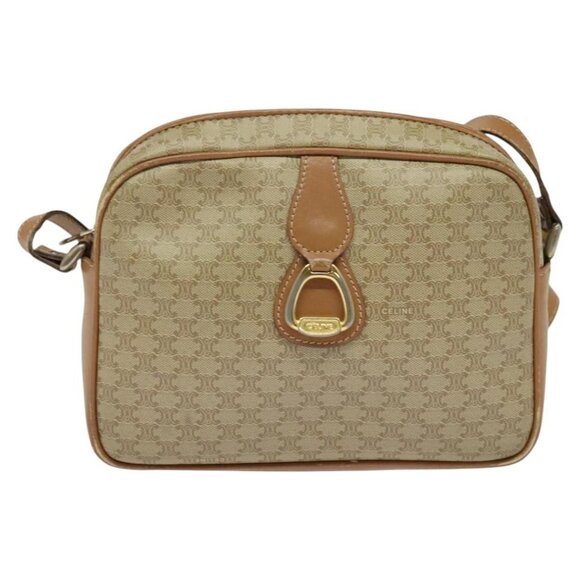 CELINE Macadam Canvas Shoulder Bag Beige Gold Auth - Picture 9 of 16